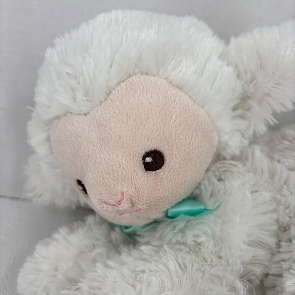 Garanimals White Lamb Plush Lovey Toy Baby Sheep Pink Face Green Bow 9 Inch - Picture 2 of 9